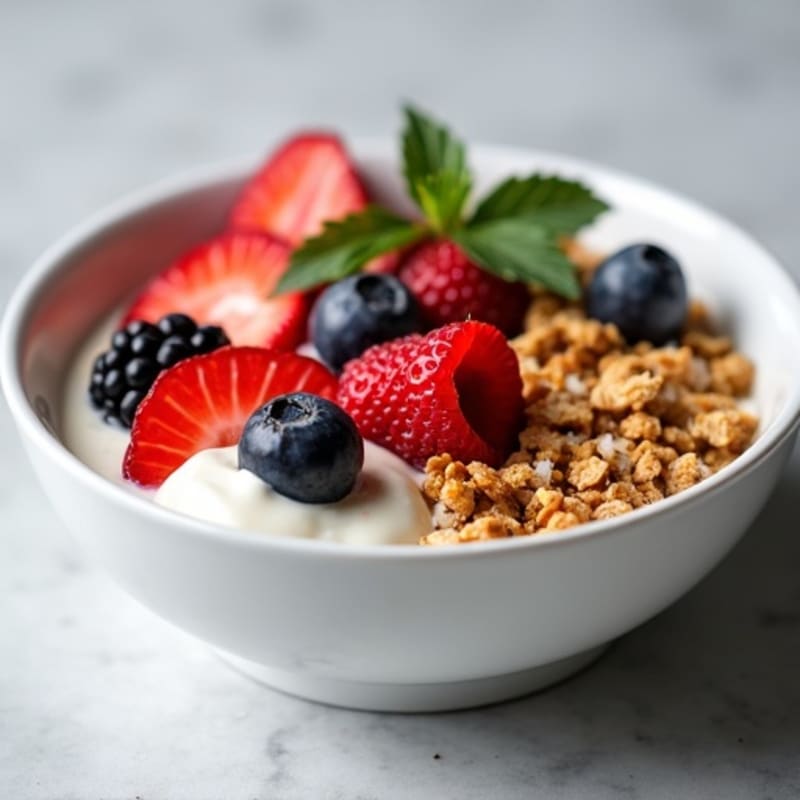 Creamy Greek Yogurt Bowl with Fresh Berries and Crunchy Granola