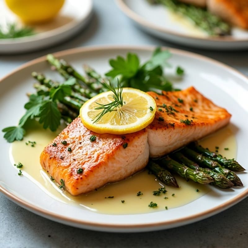 Lemon Herb Grilled Salmon with Roasted Asparagus