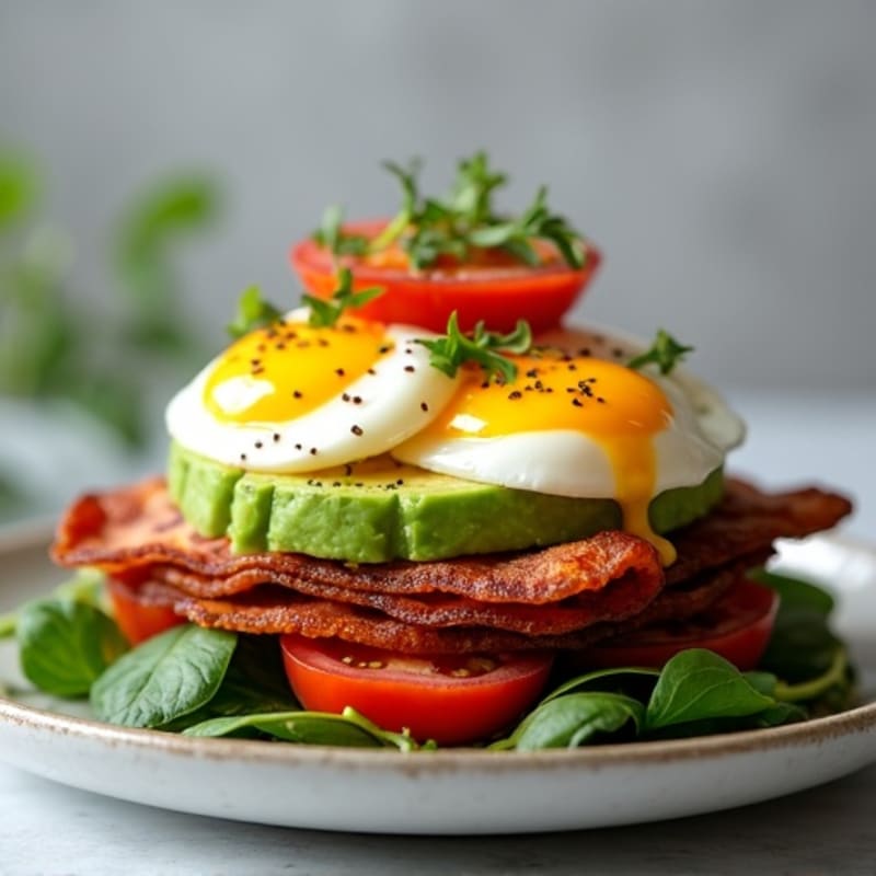 Crispy Turkey Bacon Avocado Stack with Greens