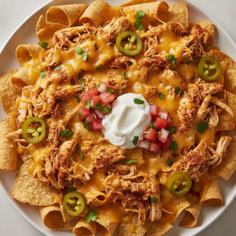 Spicy Shredded Chicken Nachos
