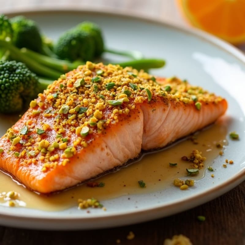 Crispy Pistachio-Crusted Salmon with Citrus-Ginger Glaze
