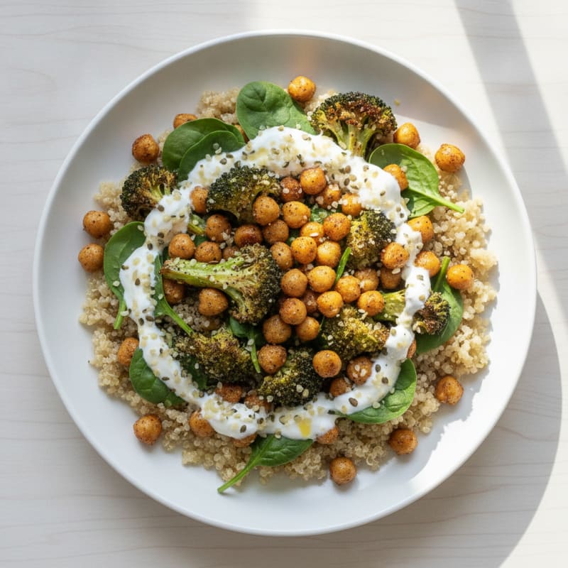 Roasted Vegetable and Chickpea Grain Bowl