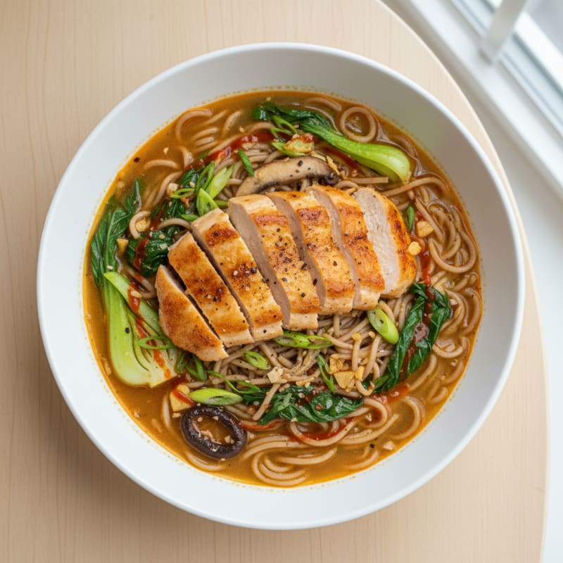 Spicy Sriracha Chicken Ramen Soup