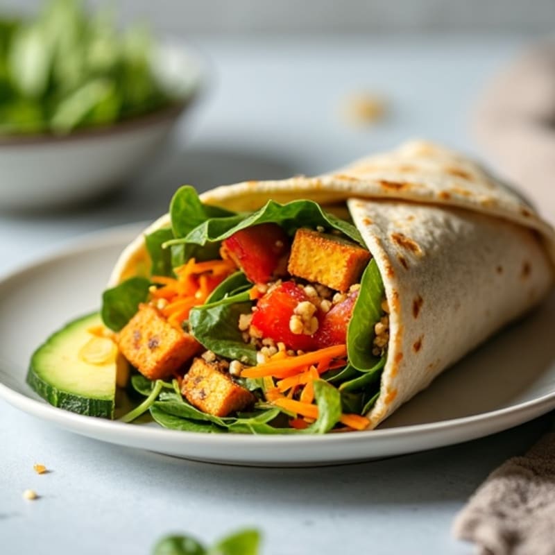 Crunchy Rainbow Veggie Wrap with Herbed Hummus