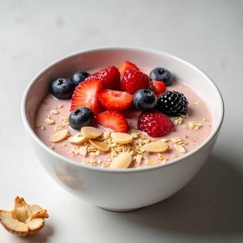 Creamy Protein Hot Cereal with Fresh Berries and Crunchy Almonds