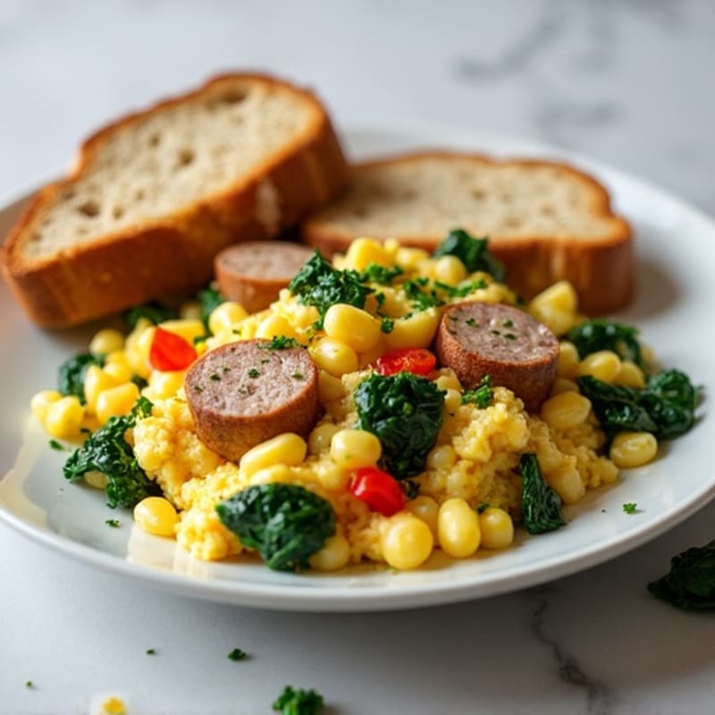 Egg White and Turkey Sausage Scramble with Spinach