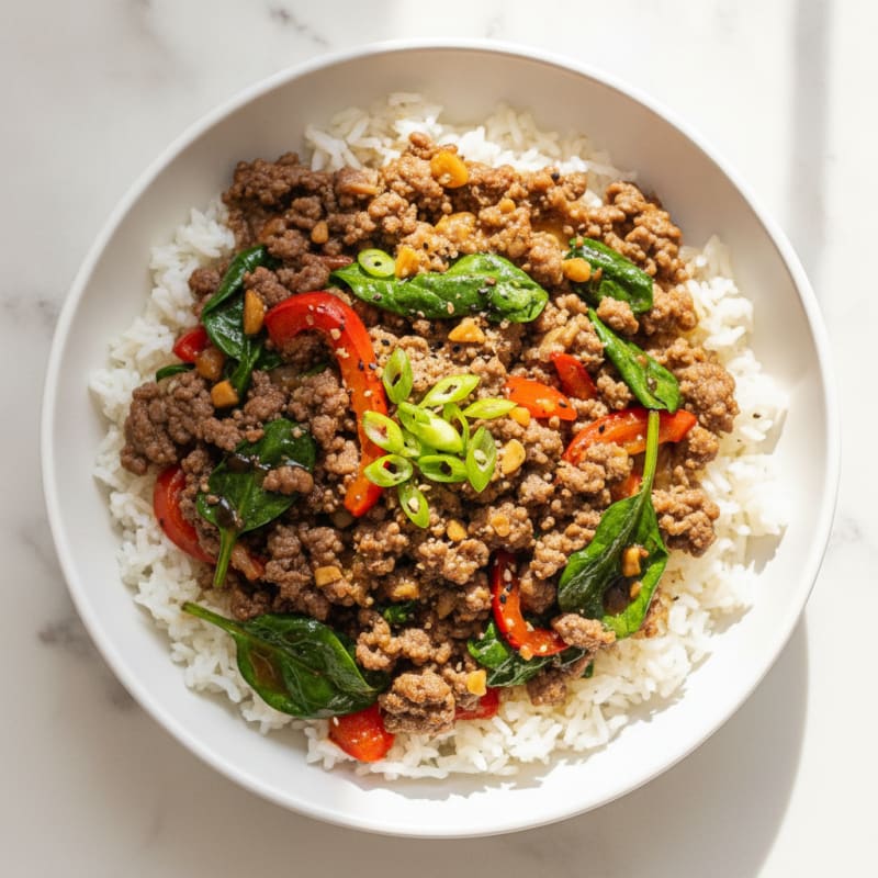Savory Ground Beef and Rice Bowl