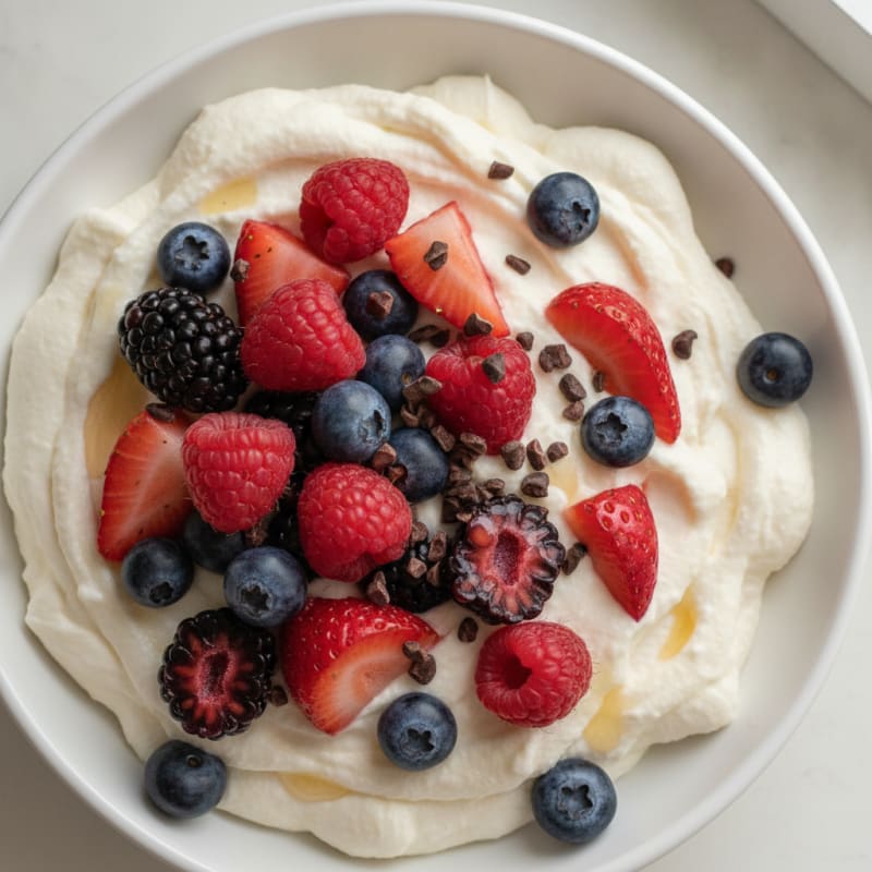 Greek Yogurt Protein Mousse with Mixed Berries