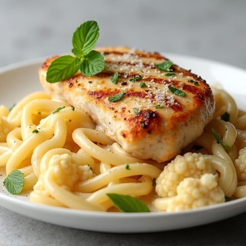 Creamy Cauliflower Alfredo Chicken Pasta