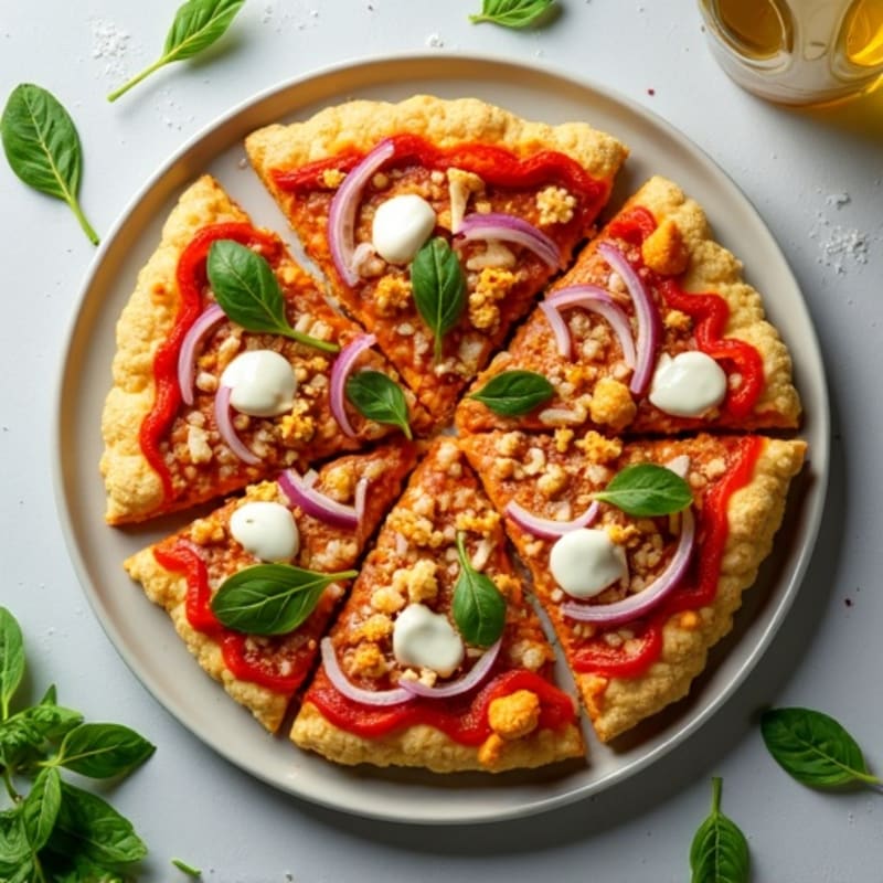 Healthy Buffalo Chicken Pizza with Fresh Vegetables