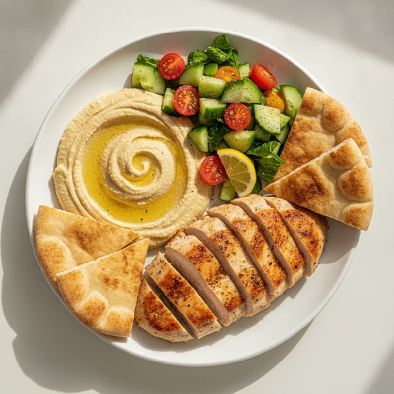 Chickpea Hummus Platter with Toasted Pita