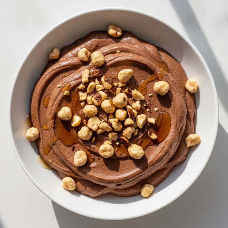 Silky Chocolate Protein Pudding with Toasted Hazelnuts