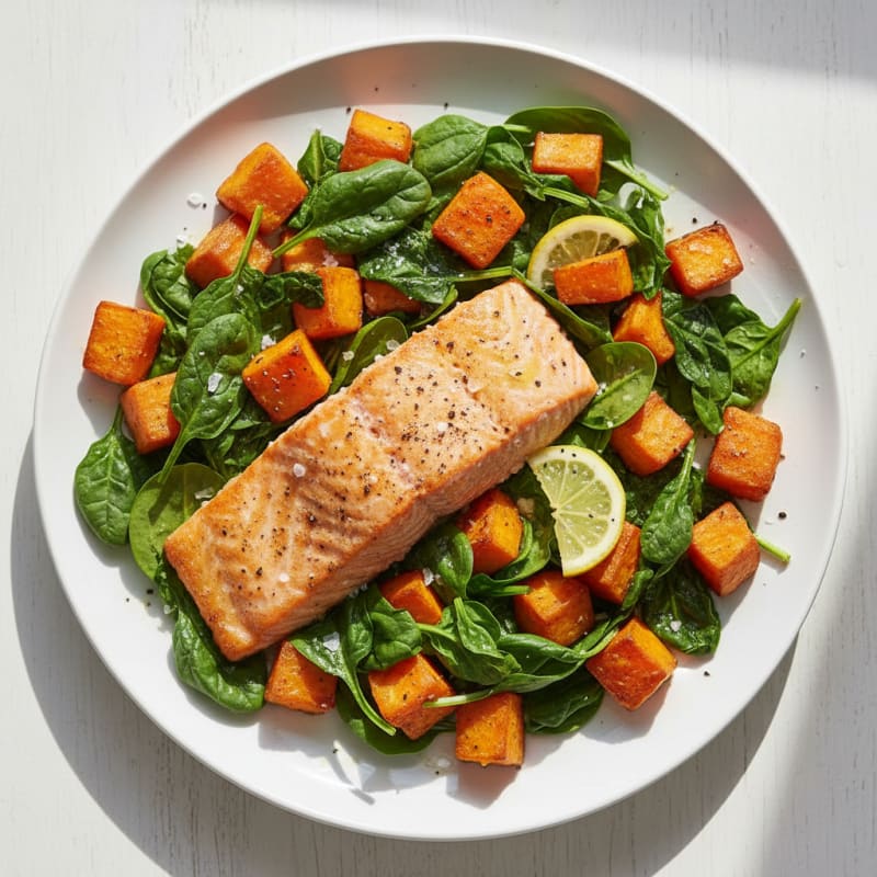 Sheet Pan Salmon and Sweet Potatoes