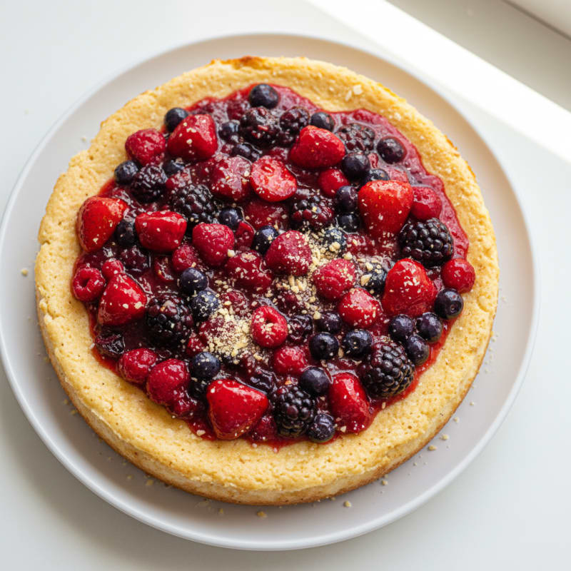 Greek Yogurt Protein Cheesecake with Mixed Berries