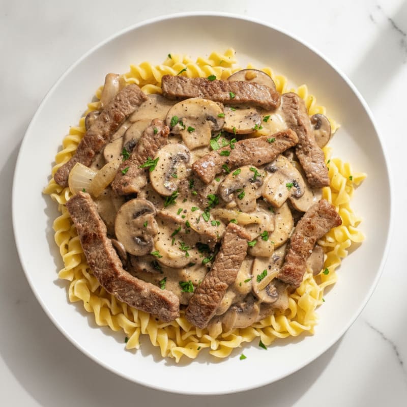 Classic Beef Stroganoff with Egg Noodles