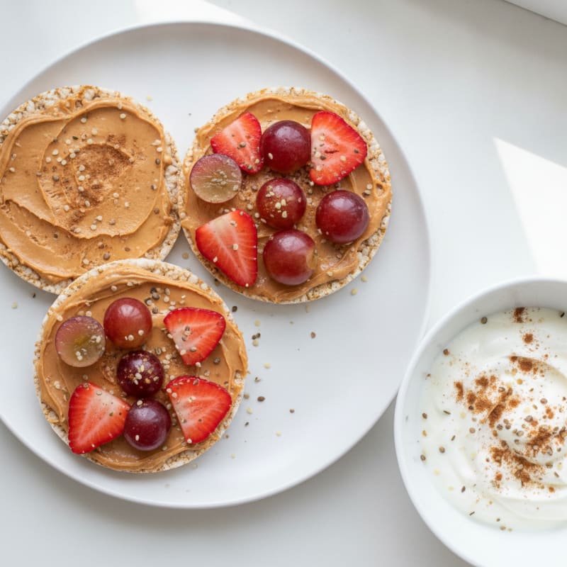 Peanut Butter Rice Cake with Berries