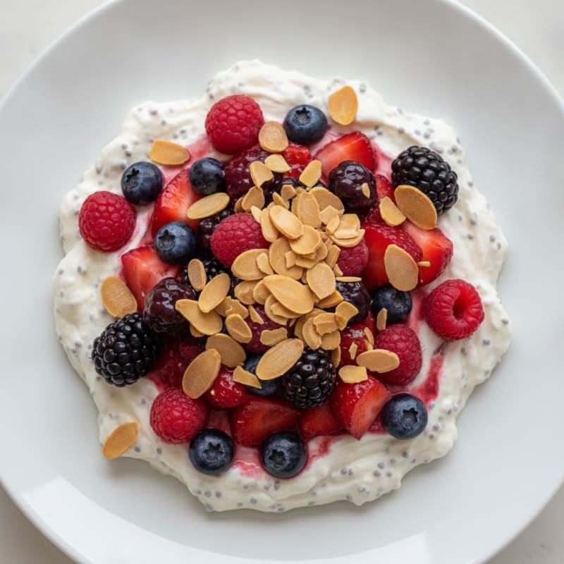Silky Greek Yogurt Protein Mousse with Mixed Berries