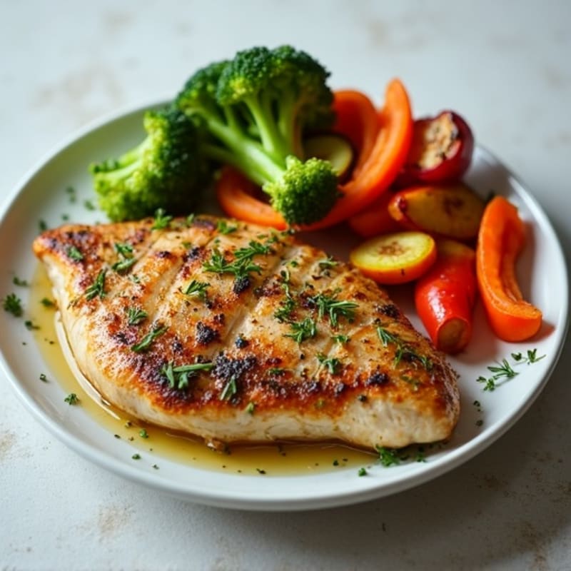 Herb-Crusted Pan Seared Chicken with Roasted Vegetables