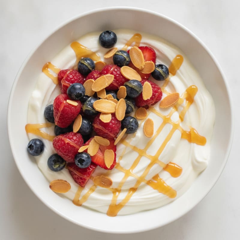 Greek Yogurt Protein Bowl with Mixed Berries and Toasted Almonds