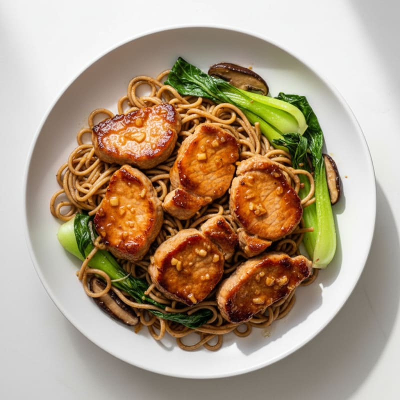 Char Siu Glazed Pork with Garlic Noodles