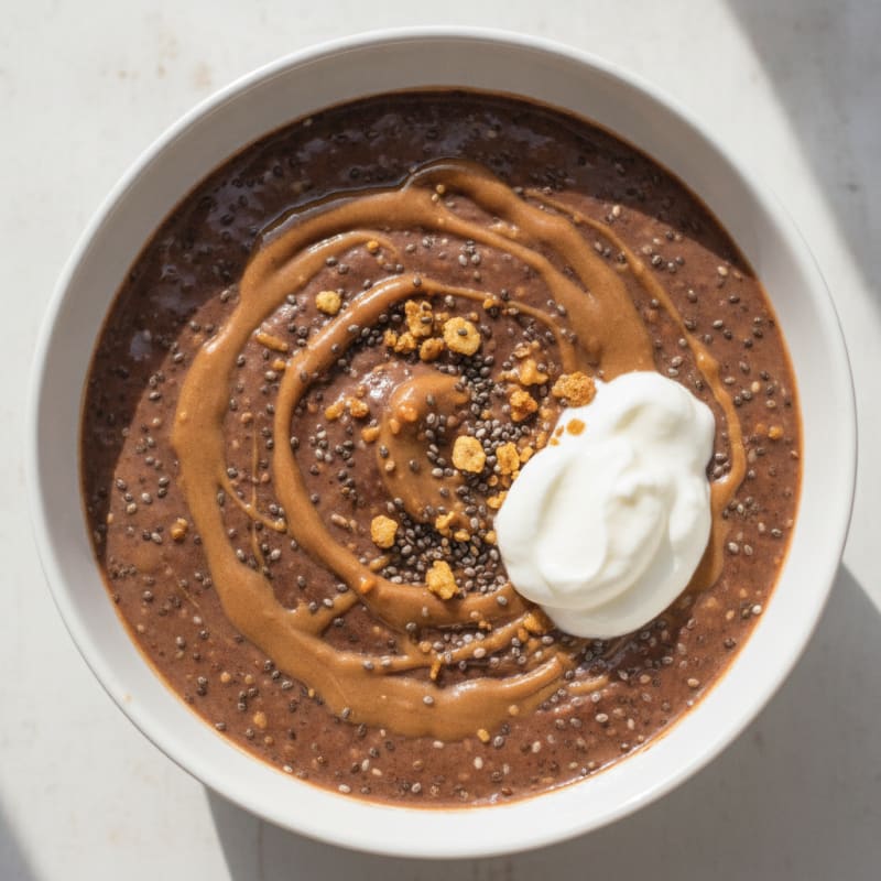 Silky Chocolate Protein Pudding with Peanut Butter Swirl