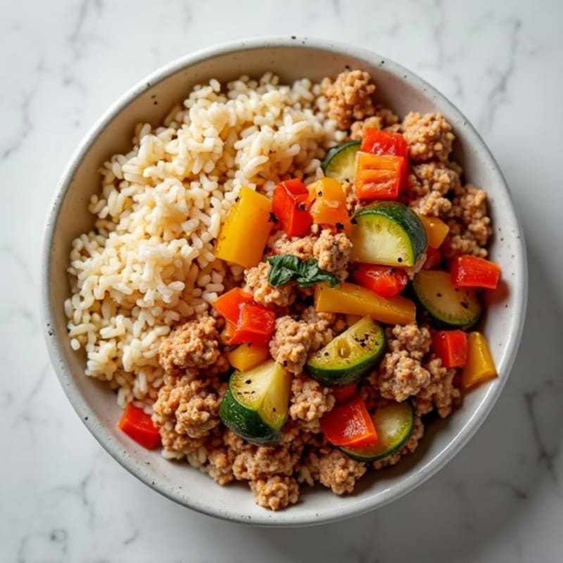 Savory Ground Turkey with Fluffy Brown Rice