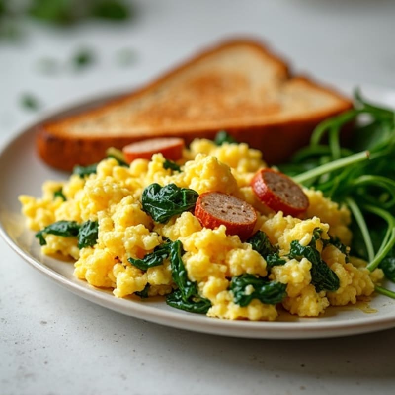 Egg White and Turkey Sausage Scramble with Spinach