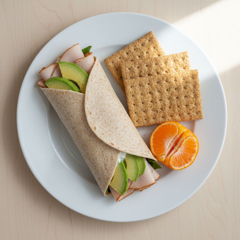 Turkey Deli and Avocado Wrap with Wasa Crackers
