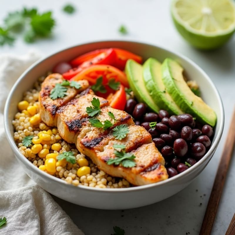 Southwest Lime Quinoa Bowl with Black Beans and Grilled Chicken
