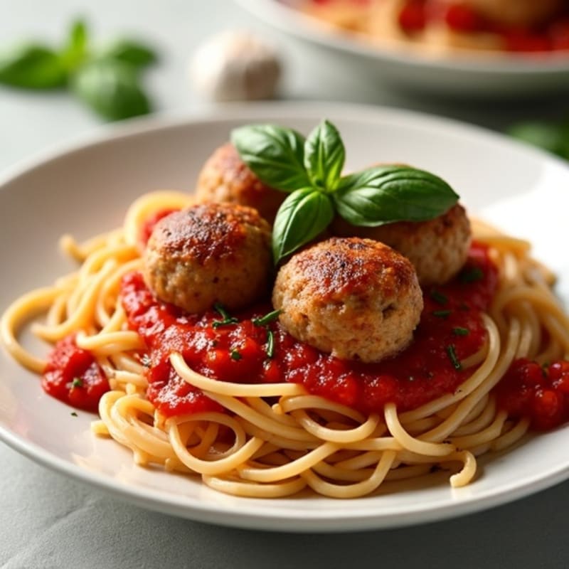 Lean Turkey Meatballs with Whole Wheat Spaghetti and Fresh Marinara