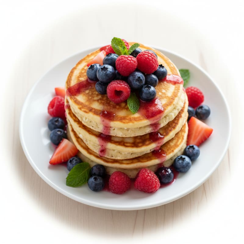 Cottage Cheese Protein Pancakes with Fresh Berries
