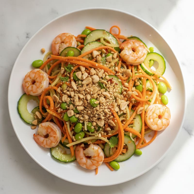 Asian Carrot Cucumber Salad with Peanuts and Shrimp
