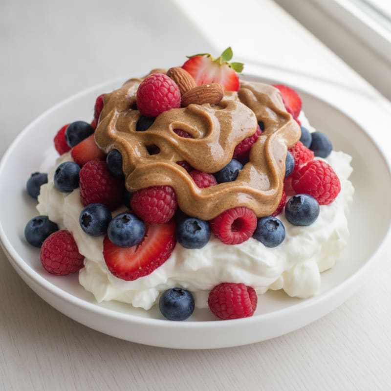 Greek Yogurt Protein Parfait with Mixed Berries and Almond Butter