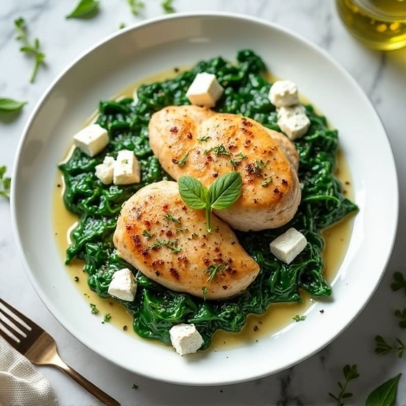 Lemon Herb Chicken with Creamy Spinach and Feta