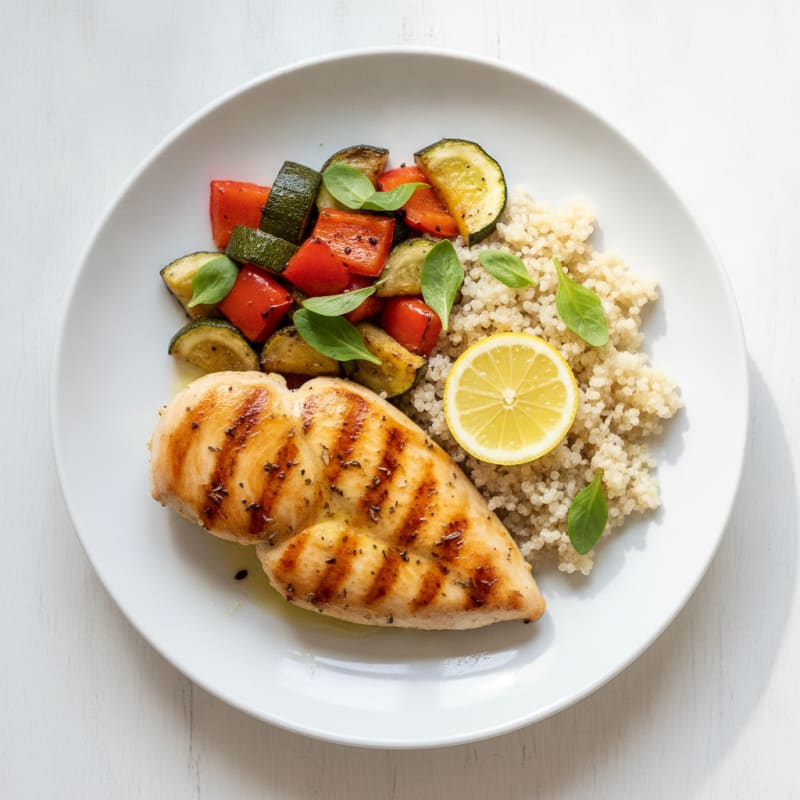 Grilled Chicken Breast with Roasted Veggies and Quinoa