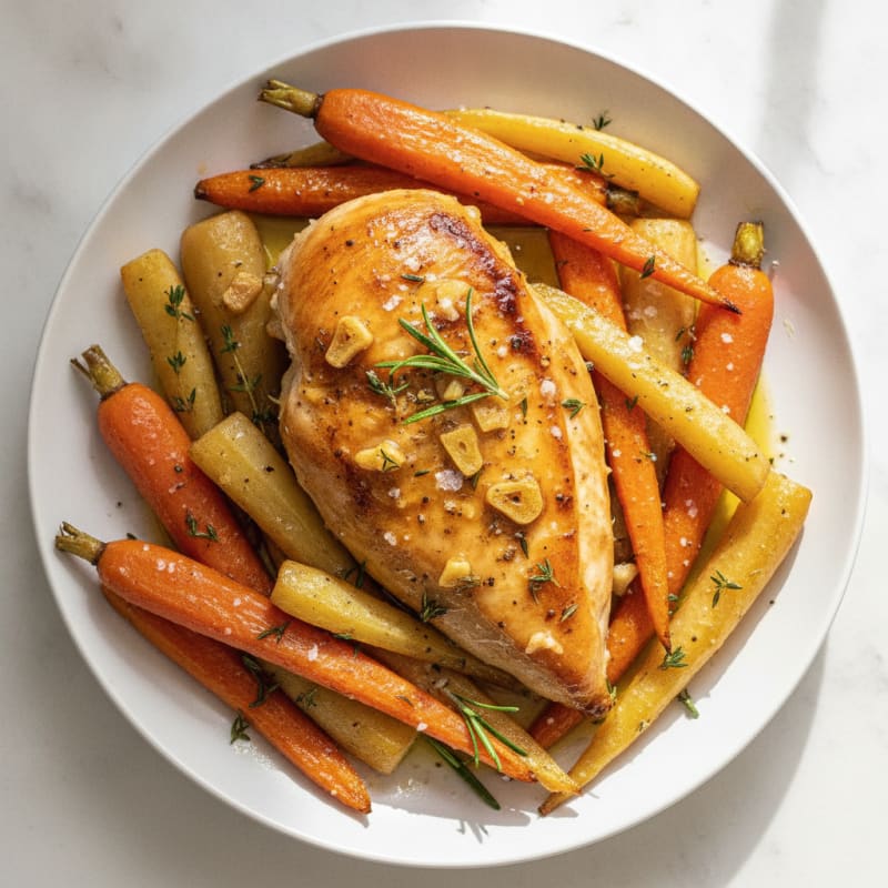 Garlic Herb Roasted Chicken with Root Vegetables