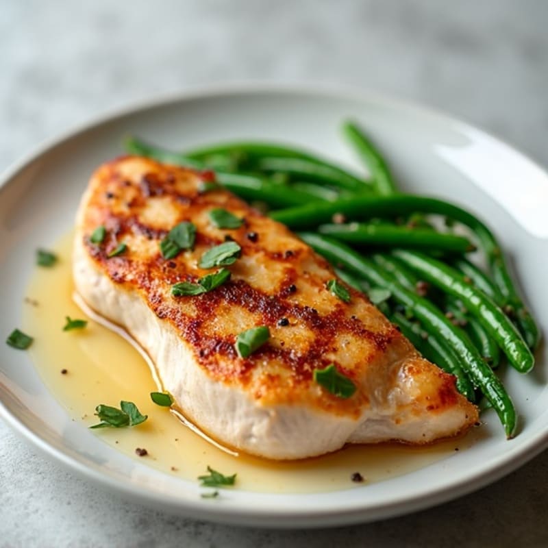 Seared Turkey Breast with Garlic Green Beans