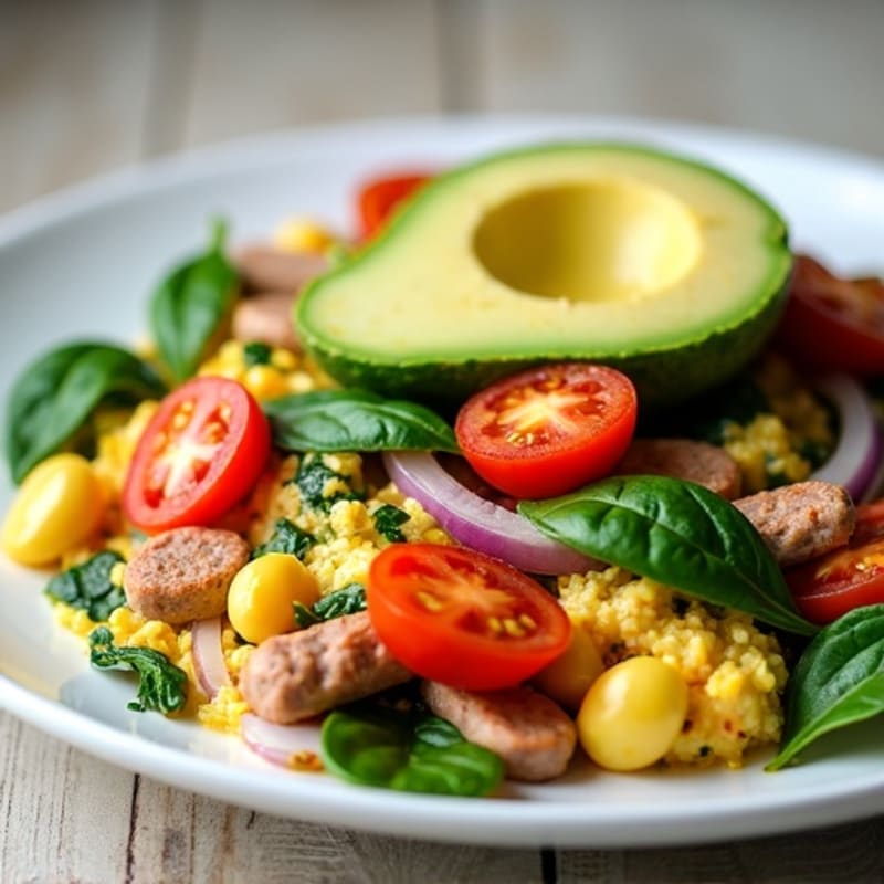 Egg White and Turkey Sausage Scramble with Spinach