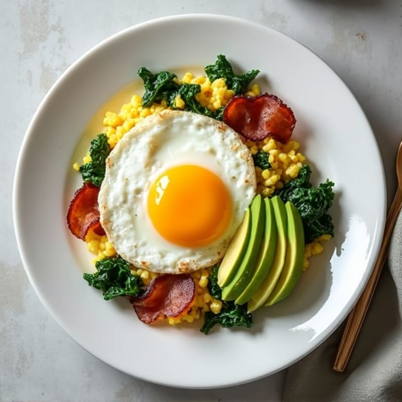 Egg White Scramble with Spinach and Turkey Bacon