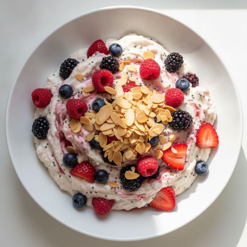 Silky Greek Yogurt Protein Pudding with Mixed Berries