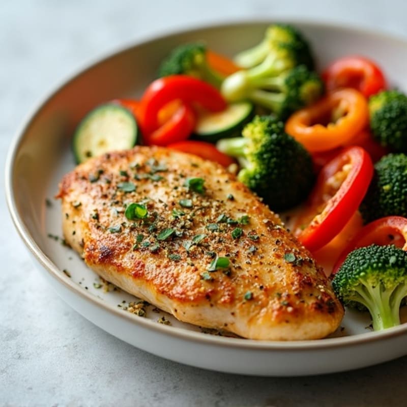 Herb-Crusted Pan Seared Chicken with Roasted Vegetables