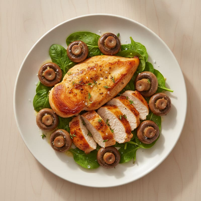 Roasted Garlic Butter Mushrooms with Herbed Chicken