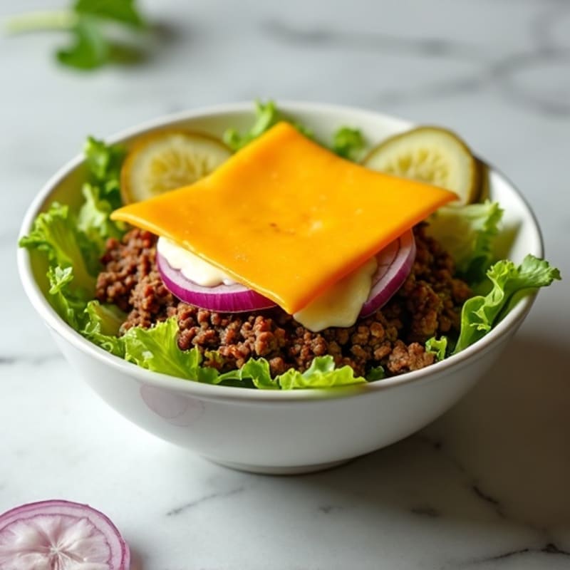 Lean Ground Beef Big Mac Style Bowl with Crispy Lettuce and Tangy Special Sauce