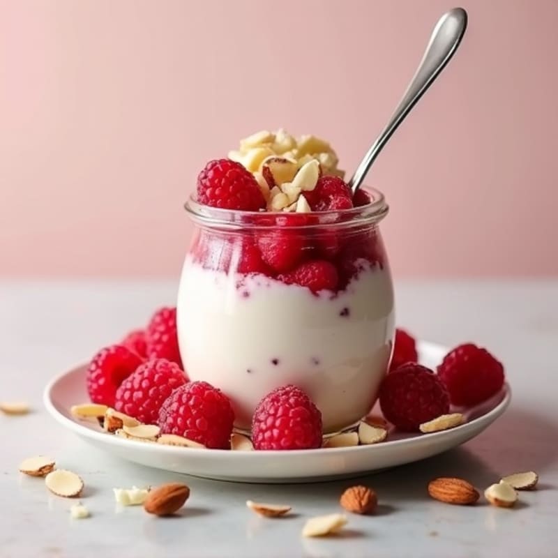 Creamy Raspberry White Chocolate Protein Parfait