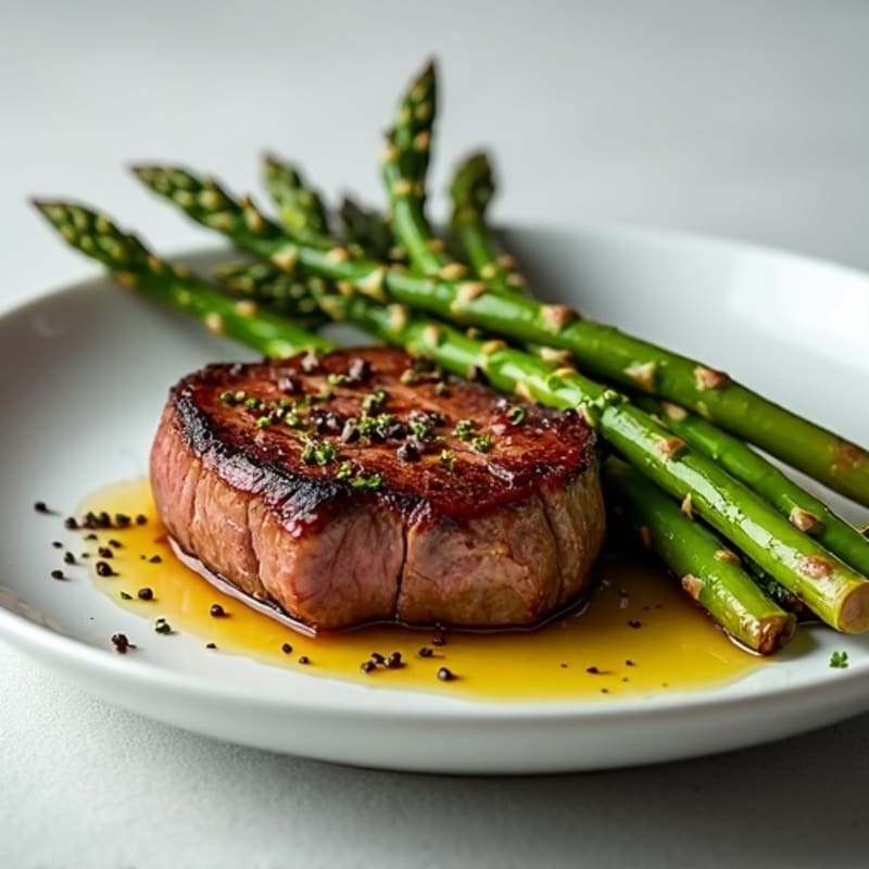 Pan-Seared Steak with Roasted Asparagus