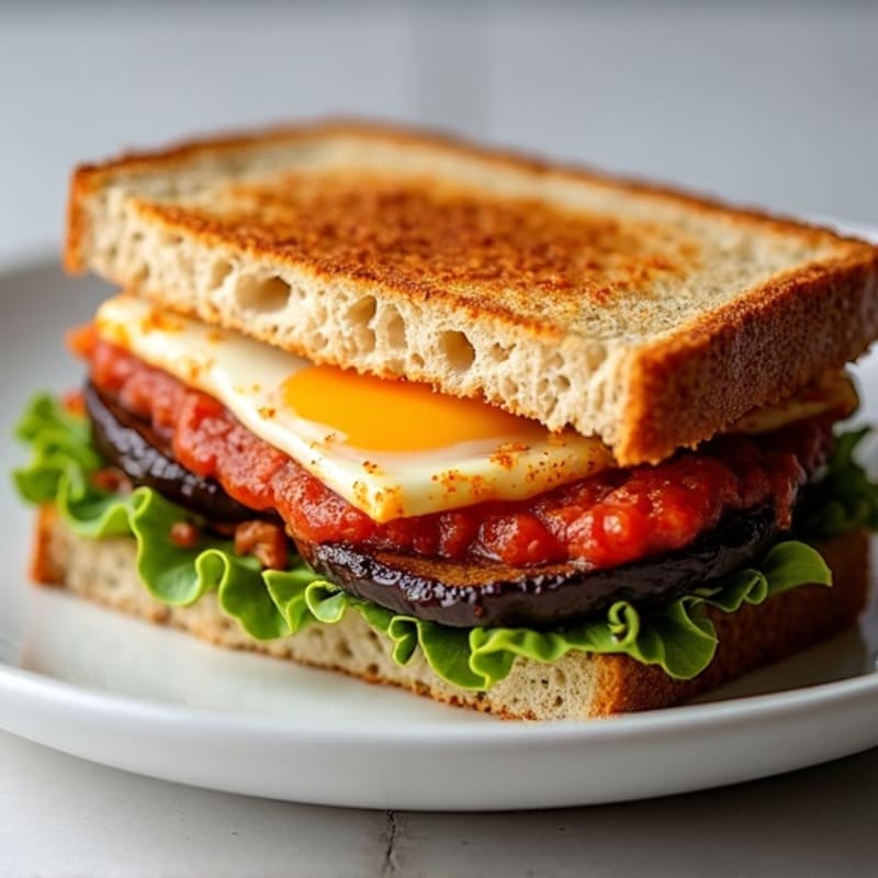 Baked Crispy Eggplant Parmesan Sandwich