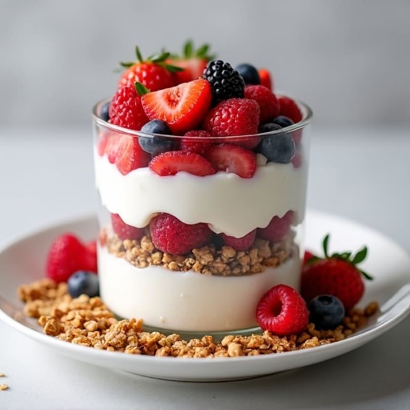 Greek Yogurt Parfait with Berries and Crunchy Almond Granola