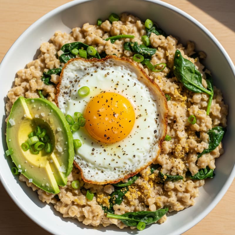 Savory Oats with Fried Egg and Avocado