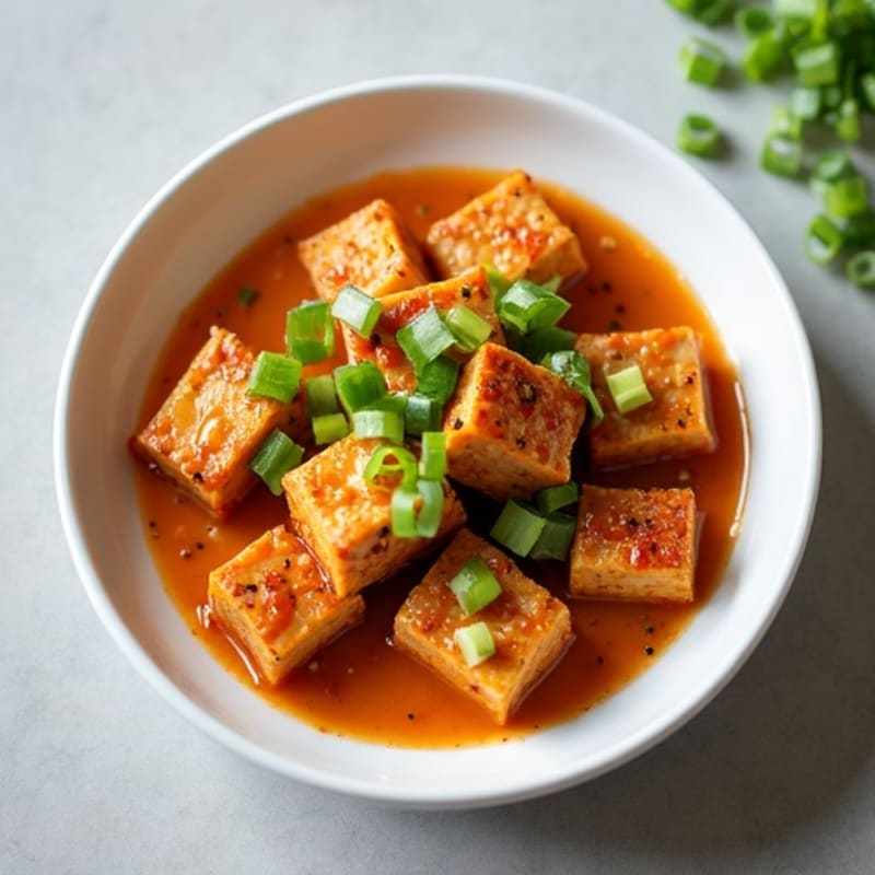 Crispy Baked Tofu with Spicy Peanut Sauce