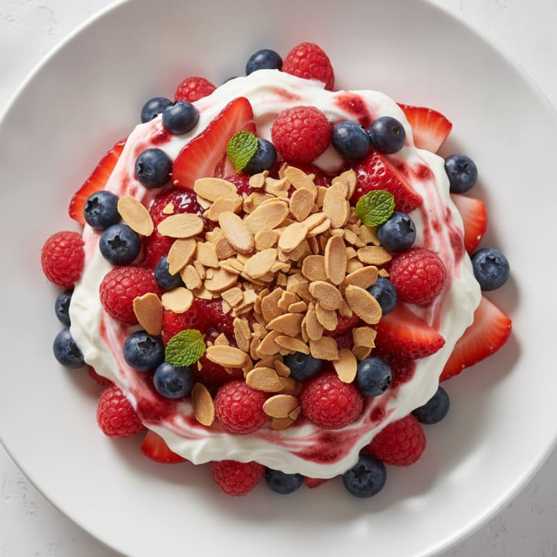 Greek Yogurt Protein Parfait with Berries and Almonds